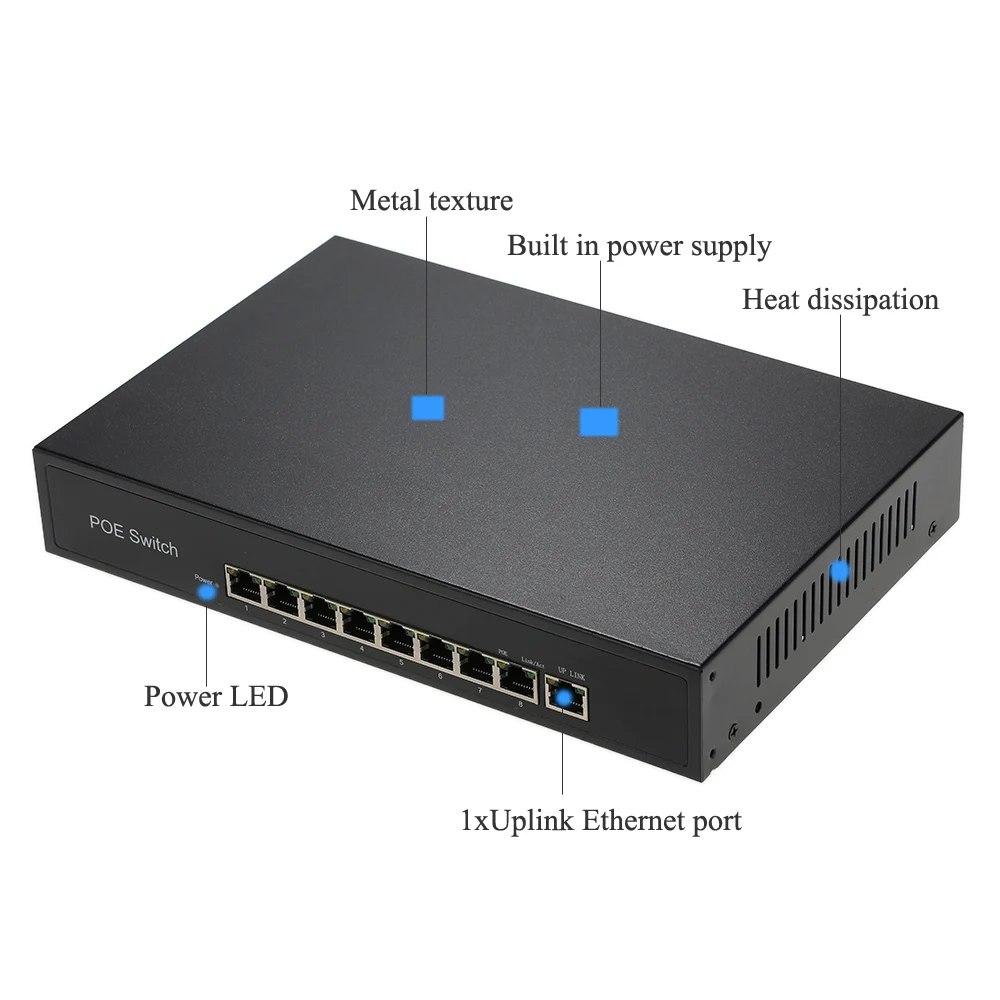 SSICON 1 + 8 портов 100 Мбит/с Встроенный адаптер питания для IP Камеры POE|ieee 802.3af|power
