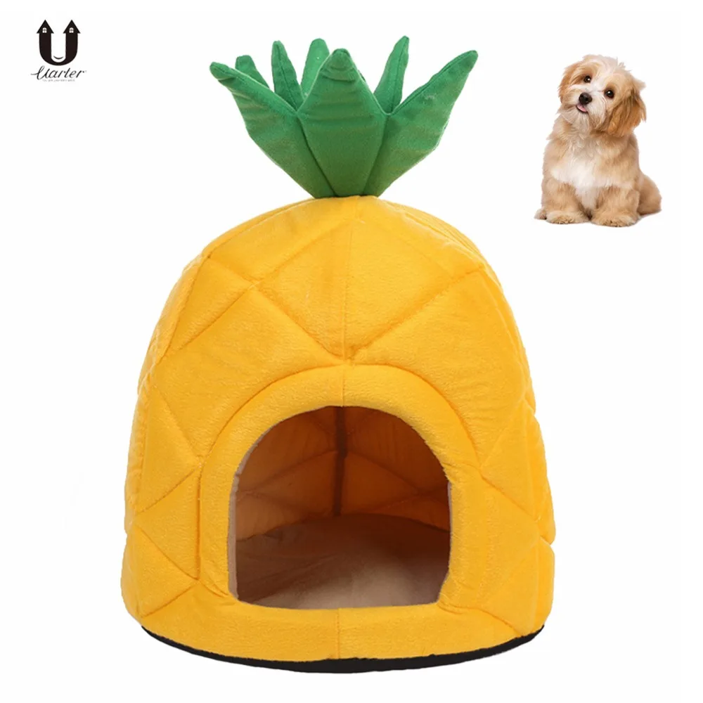 Petacc Pineapple Shape Pet Cat House High quality Foldable Soft Winter