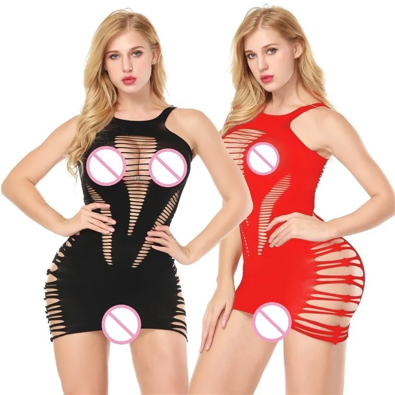 

Transparent Lingerie Sexy Hot Erotic Sleepwear Costumes Hollow Out Babydoll Mini Dress Plus Size Lenceria Sexy Women's Underwear