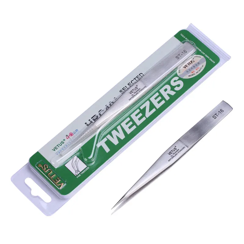 10pcs/lot Vetus Switzerland Precision Tweezers Ferramentas Stainless Steel Diy Tweezers Electrician Hand Tools ST-16