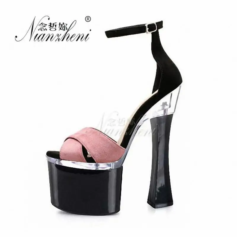 ^*Best Offers 18cm High Heels Spool Heels Platform Sandals for women Peep Toe 8 inch Pole Dance Party Wedding Flock Cover Heel Summer Shoes ^*Best Offers 18cm High Heels Spool Heels Platform Sandals for women Peep Toe 8 inch Pole Dance Party Wedding Flock Cover Heel Summer Shoes