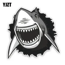 YJZT 14,3*14,2 см Прекрасный большая белая акула мультфильм цветной ПВХ стикер на бампер или окно графическое украшение C1-5329