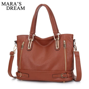 

Mara's Dream 2018 Women Bag PU Leather Handbag Solid Color Zipper Big Capacity Shoulder Messenger Bags Famous Brand Designer Bag