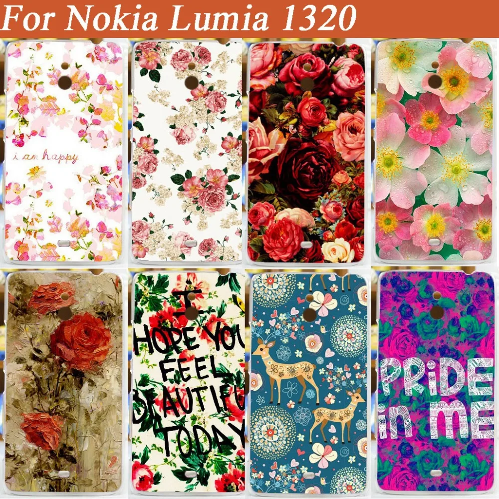 Жесткий чехол с принтом для Nokia lumia 1320 чехлы красивыми цветами задней панели diy хит