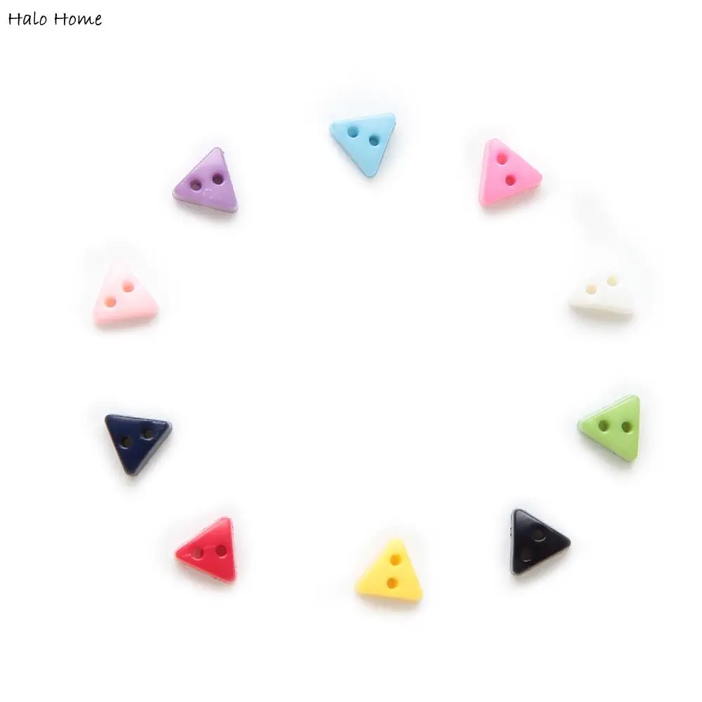 

100pcs 6mm Mini 2 hole Triangle Resin Multicolor Single Color Optional buttons Sewing Scrapbooking Decor Handmade DIY