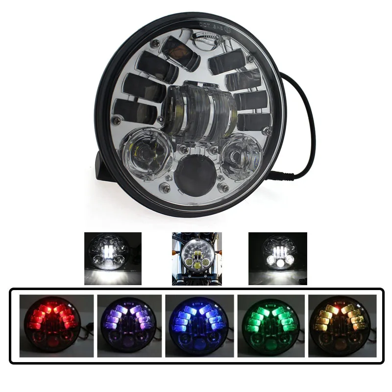 

Motorcycle Flasher 5-3/4" Projection Daymaker 5.75" RGB LED Headlight Flashing DRL for Harley Davidson Dyna V-rod FLSTS