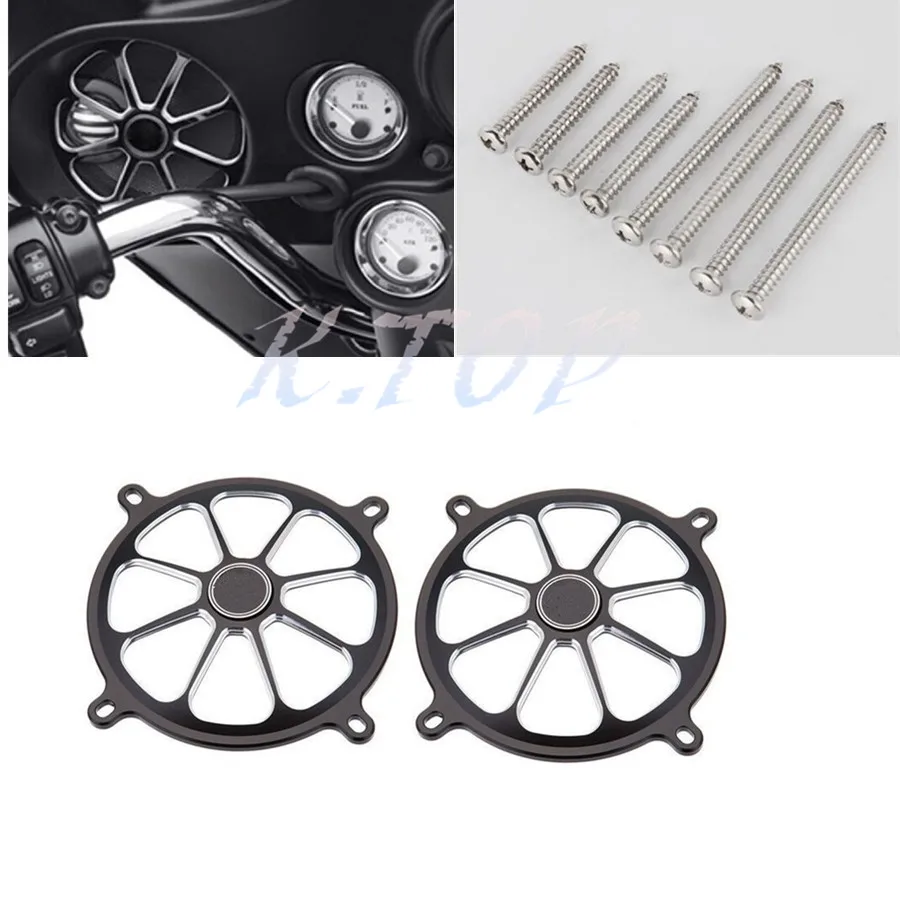Motorcycle CNC Billet Aluminum 5" Speaker Grills Cover For Harley