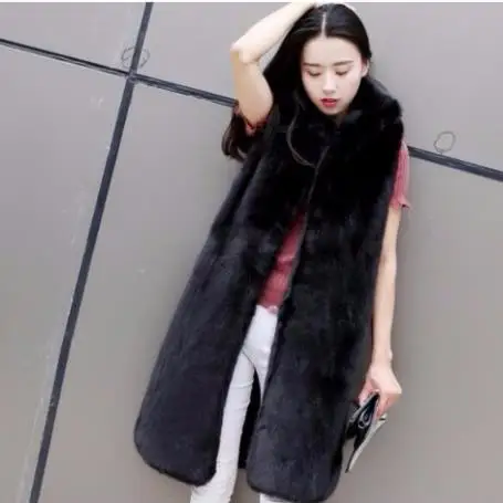 

Mink 2019 Winter Women's Faux Fur Coat Artificial Fur Vest Furry Vests Femme Jackets Plus Size Mink Fake Fur Gilet Q1000