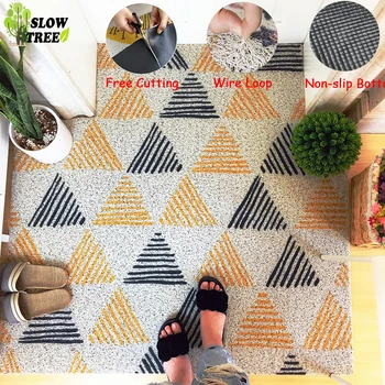 

PVC Silk circle doormat Removal Coil Mat Non-slip Free Cut Custom Size Wire carpet Doormat Bathroom Mat