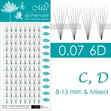 [6D 0,07 C/D 8-15 мм] лотос эффективно предварительно сделанный 6D объем ресниц супер быстрый Полупостоянный кластер наращивание ресниц