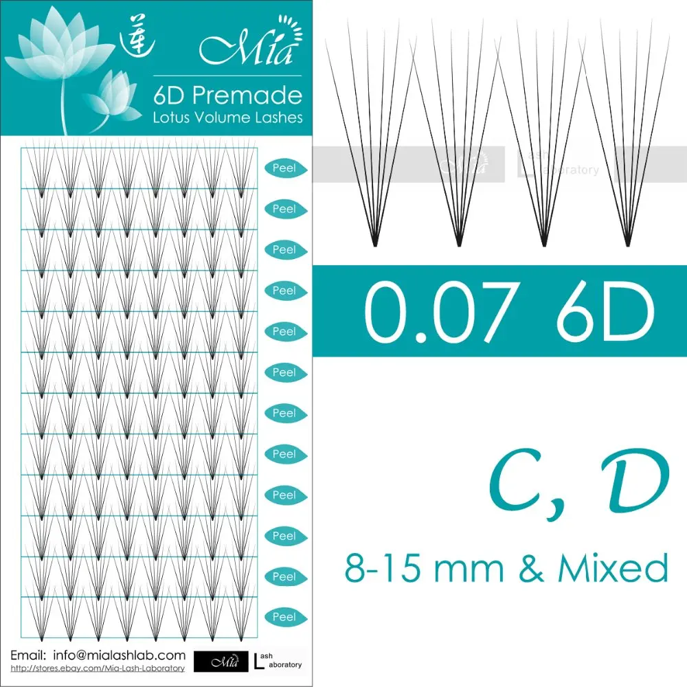 

[6D 0.07 C/D 8-15mm] Lotus Effectively Pre-made 6D Volume Lash Super Fast Semi Permanent Cluster Eyelash Extensions