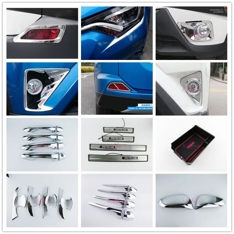 

Chrome Car Styling Handle Headlight Fog Lamp Cover Bumper Trim Car Styling 2014 2015 2016 2017 For Toyota RAV4 Accessories