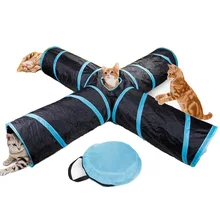 Игрушка-туннель для питомца кошек, котенок, 4 отверстия, складная игрушка-туннель с мячом, палатка, игрушка для маленьких животных, Кролик