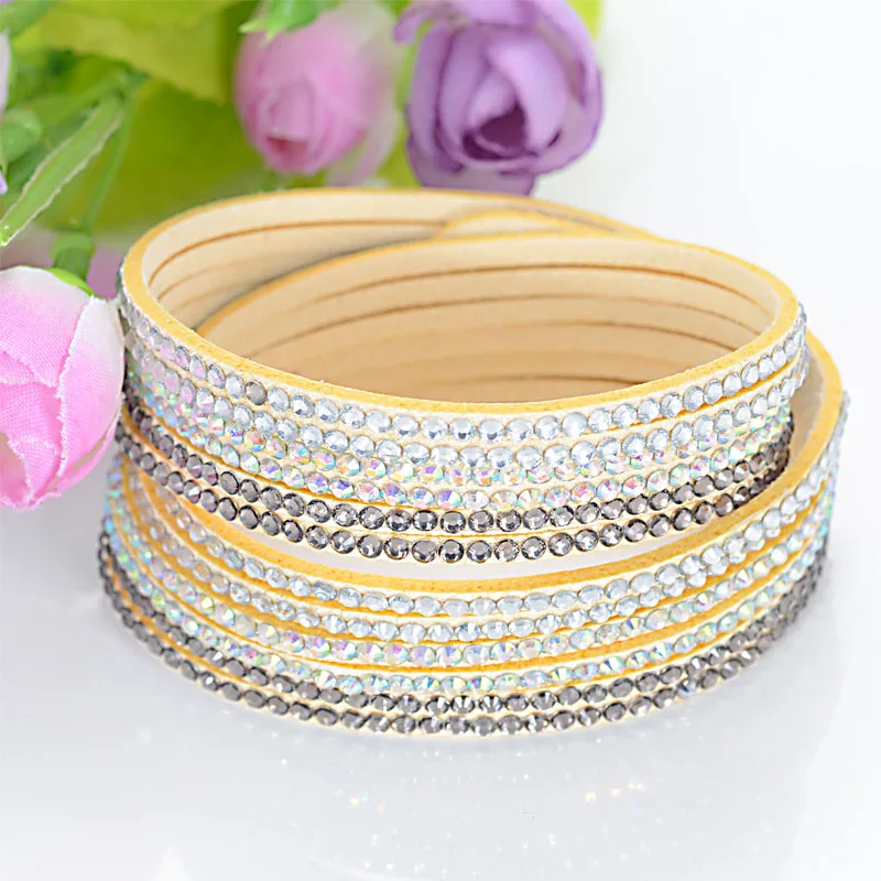 Многослойный кожаный браслет с двойной обмоткой кристаллами|double wrap bracelet|wrap