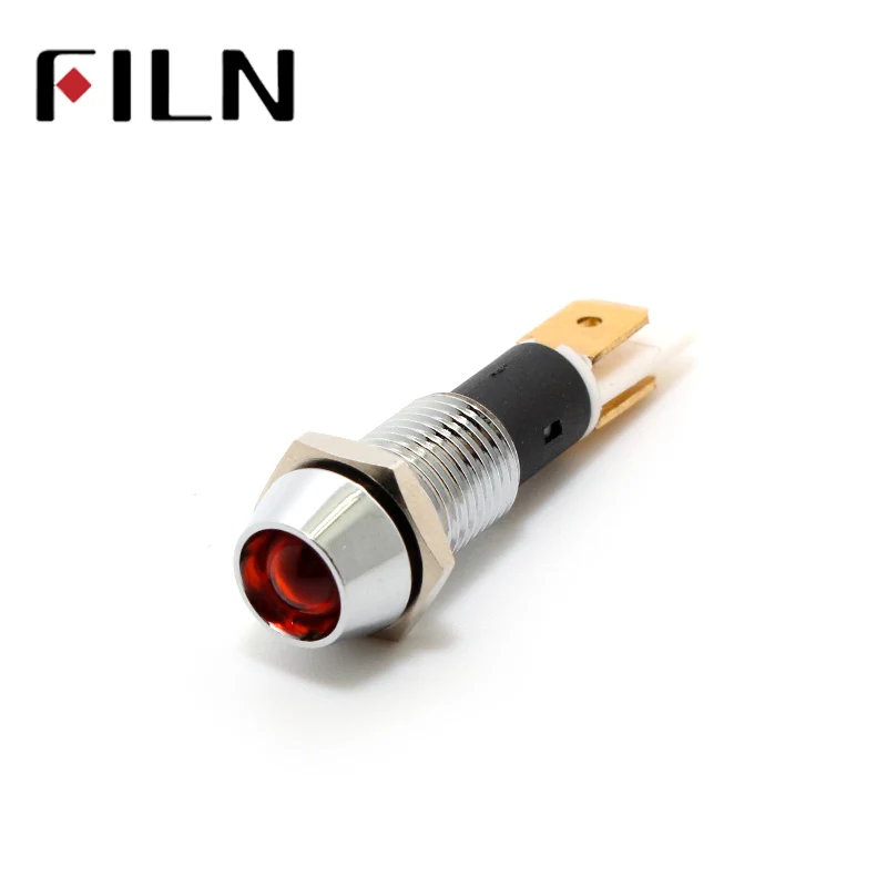FILN 10 мм 6 в 24 в 110 В 220 В световой индикатор красный желтый синий белый металлический светодиодный компьютер сигнальная лампа
