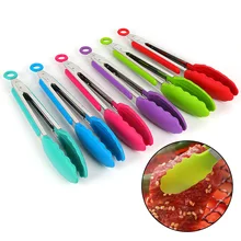 1 шт. 9 дюймов принадлежности для барбекю Tong нейлоновая крышка ручка кухонные щипцы замок нержавеющая сталь дизайн барбекю Зажим Щипцы для еды