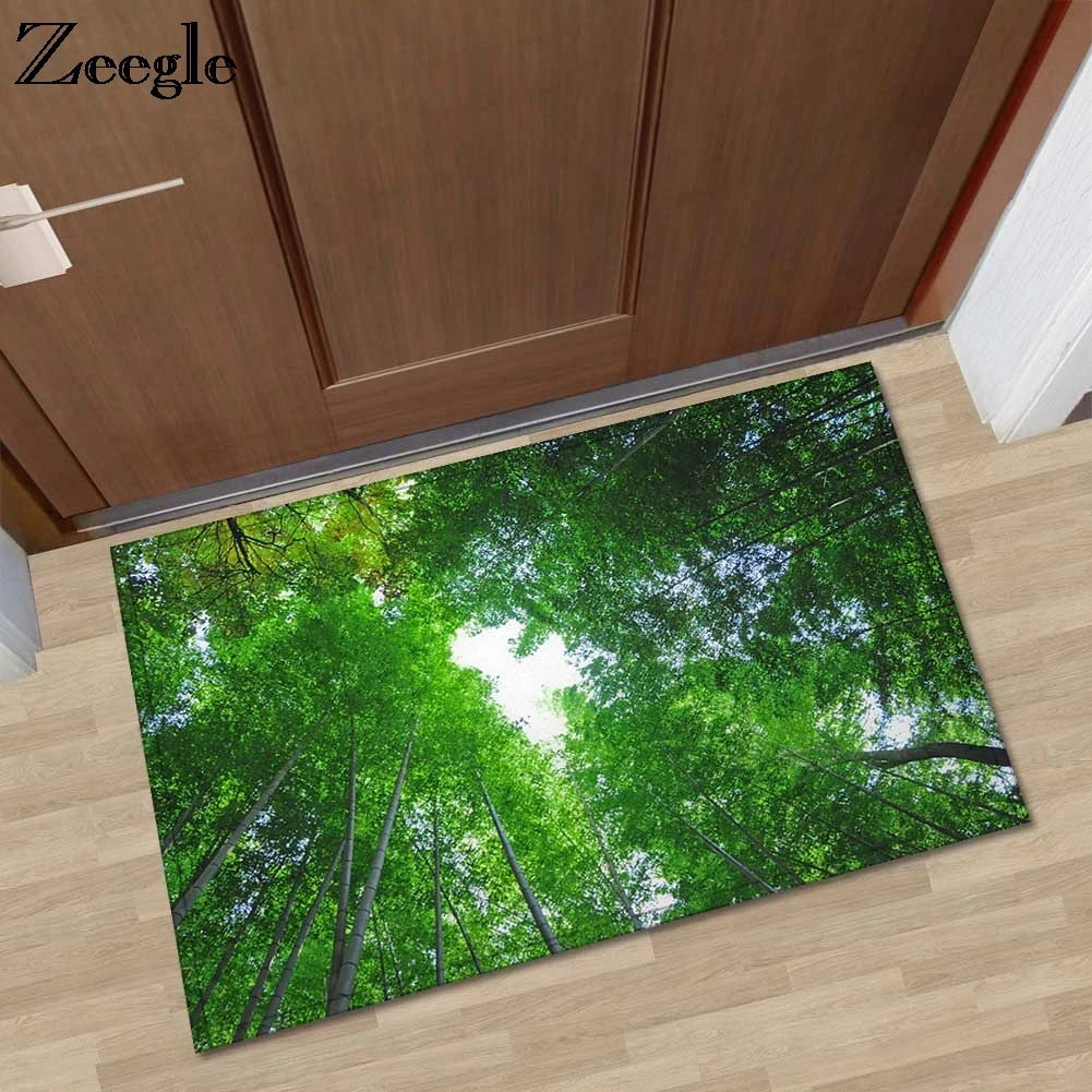 Zeegle Floor Mat Tree Pattern Door Mats Outdoor Absorbent Kitchen Rug