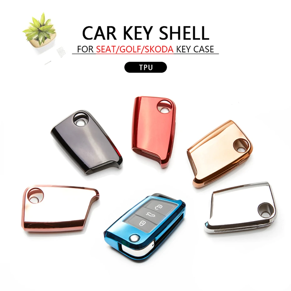 

KUKAKEY Car Key Case Cover For VW Polo Golf 7 Tiguan Skoda Octavia Kodiaq Karoq SEAT Ateca Leon Ibiza Protect Shell Car Styling