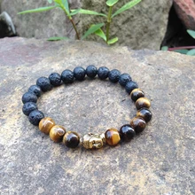 Sn0377 золотой Будда браслет желтый глаз тигра мала Yoga браслет Lava Исцеление браслетом