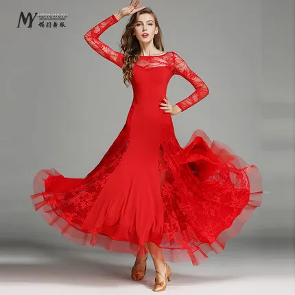 Современное платье для бальных танцев, Джаз/Танго/Вальс, платье для танцев, стандартные Бальные платья, распродажа, танцевальное платье из пряжи и тюля для девочек - Цвет: Красный