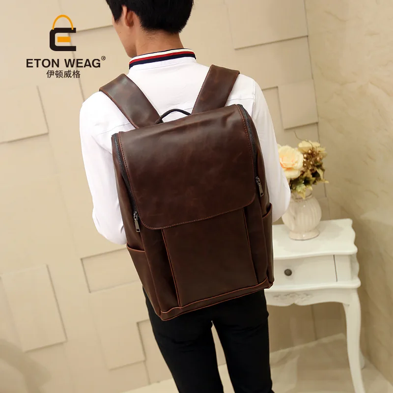 

The new 2016 backpack fashion students bag computer British style men's bags Leather schoolbag for backpack