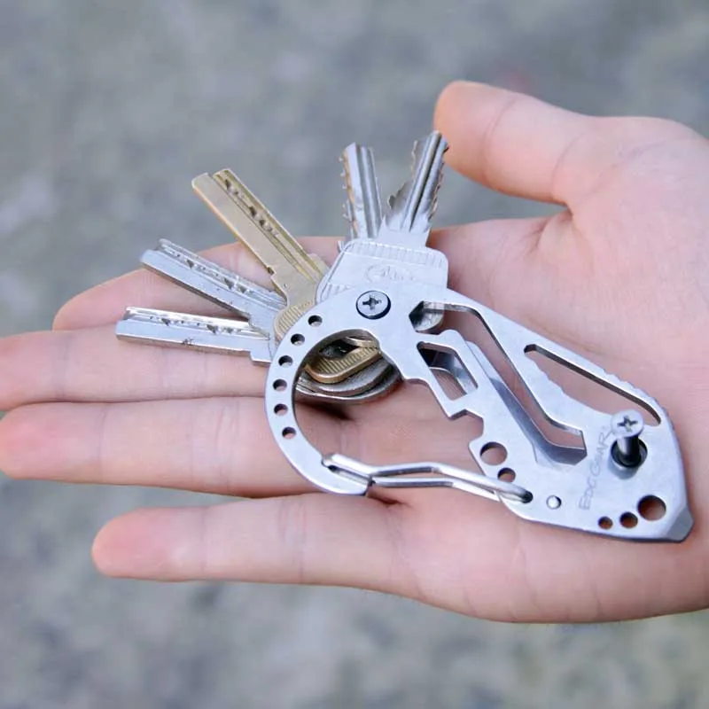 

New Keychains For Men Multi Function Keychain Screwdriver Wrench Carabiner Outdoor EDC Tool Stainless steel Key Ring Key Holder