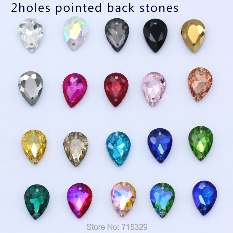 

10x14mm 13x18mm 18x25mm 20x30mm Teardrop color sew on point back faceted glass czech crystal rhinestones jewels for Dress Decora
