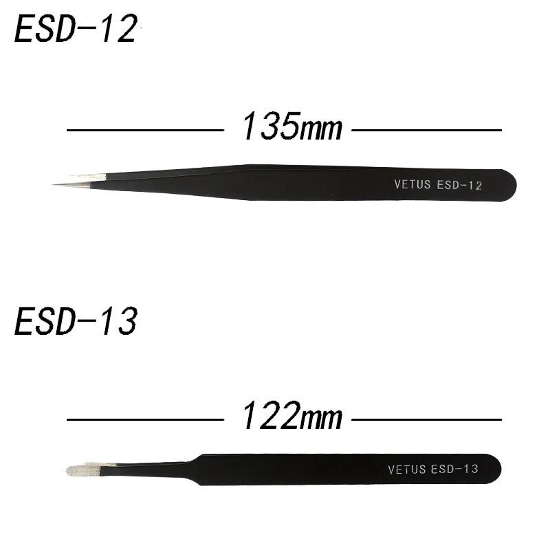 UANME 6 шт./компл. ESD-10, 11,12, 13,14, 15 точность антистатические пинцеты Нержавеющая сталь Пинцет Набор для BGA ремонтные работы инструмент