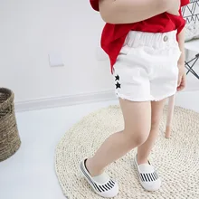 Летнее платье для девочек джинсовые шорты для детей, Костюмы прекрасный ребенок хлопок Вышивка Одежда со звездами штаны От 1 до 5 лет, одежда для девочек