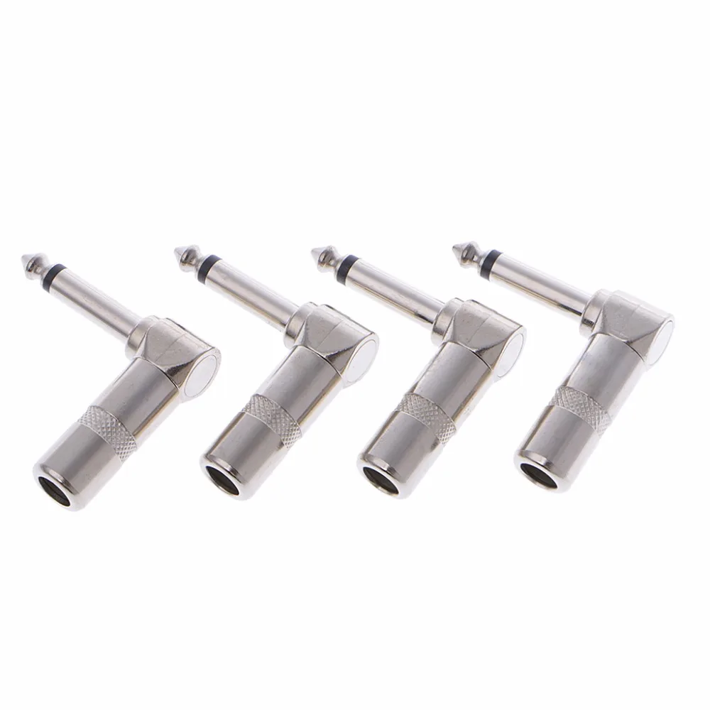 

BGEKTOTH 4 Pcs Right Angle 1/4" TS Mono Phone Plug Guitar Audio Connector 6.35mm Jack