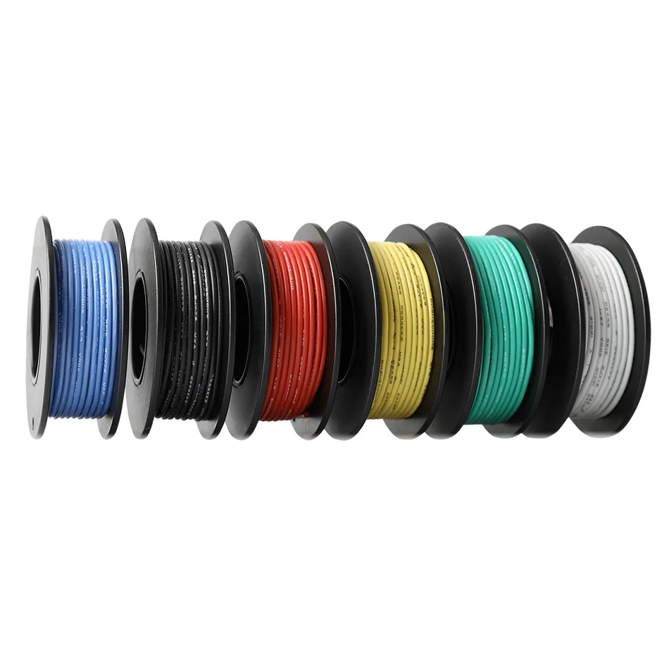 60 M/box 196ft Hook-up Ul3132 26 Awg Encalhado Fio Flexível Fio Isolado de Cobre Estanhado de Borracha de Silicone 300v Cores 10 6 M/cor 4 26 awg ul3132 flexível silicone fio de