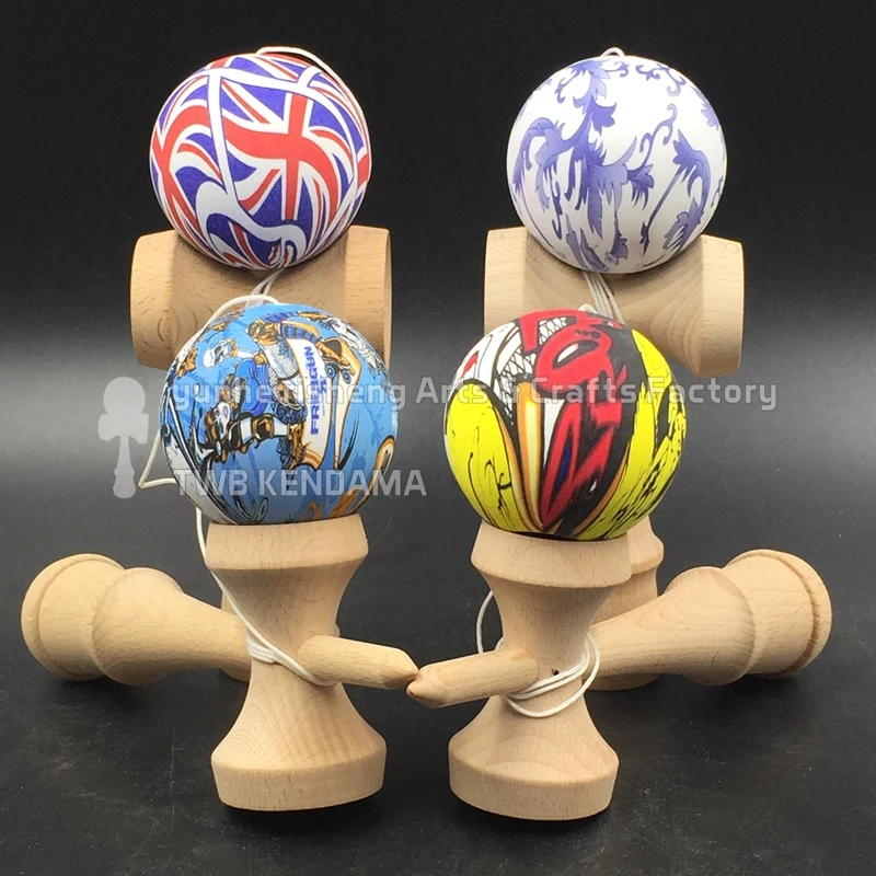 TWB розничная Горячая kendama огонь и шар Череп краска с бревенчатой ручкой costomize