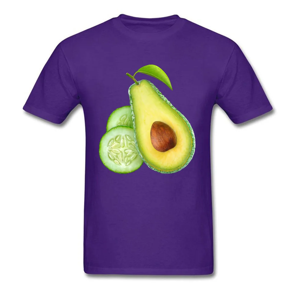 Printed On Avocado and cucumber Men's Top T-shirts Retro Summer Short Sleeve Round Neck 100% Cotton Tees Birthday Clothing Shirt Avocado and cucumber purple