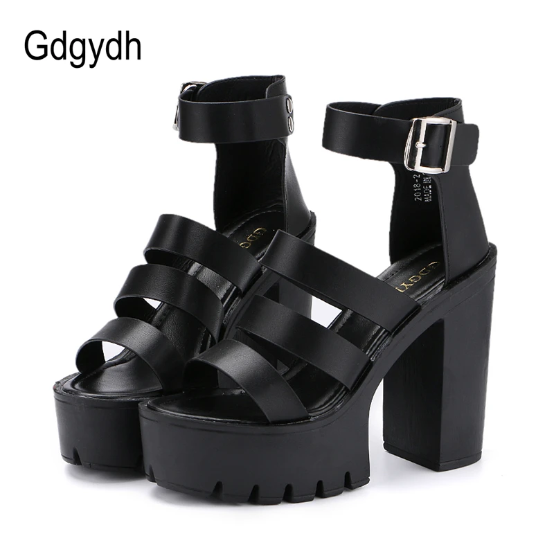 Gdgydh 2019 뉴 여름 신발 여성 흰색 오픈 발가락 단추 벨트 두꺼운 뒤꿈치 웨지 플랫폼 신발 세련 된 캐주얼 샌들 여성