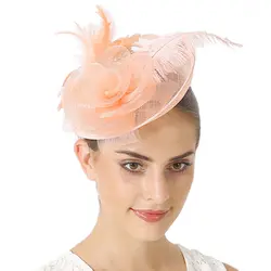 Элегантный Для женщин украшение с перьями фантазии сетки цветочный узор Заколки для волос коктейльное вечерние аксессуар для волос голова