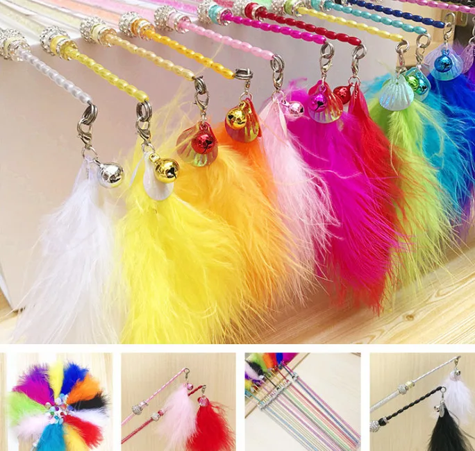 melhor USD1.85 PC Frete grátis pet brinquedos do gato do gatinho gato pólo varas de pesca jogando brinquedos cores misturadas 20 pçs lote