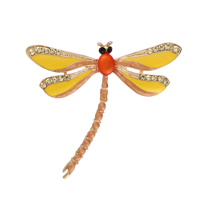 

OneckOha Enamel Rhinestone Dragonfly Brooches Opal Stone Animal Pin Women's Garment Accessories