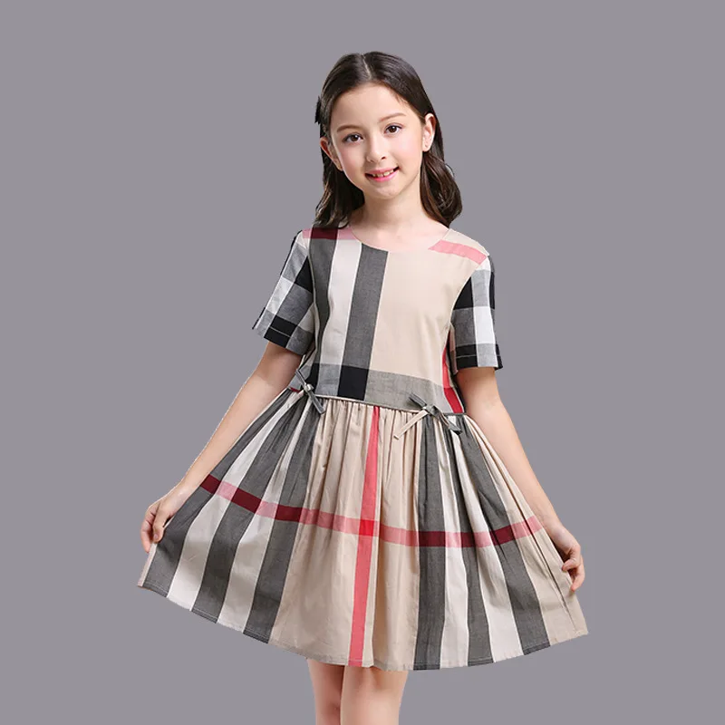 

HSSCZL Girls summer 2019 new dress European and American short-sleeved stitching princess dress cotton Round neck 3-10Y