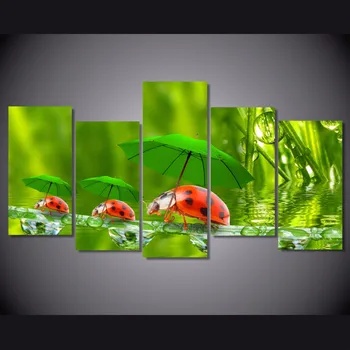 

5 Pcs/Set Framed HD Printed Funny Ladybugs Picture Wall Art Canvas Print Room Decor Poster Canvas Painting Wall