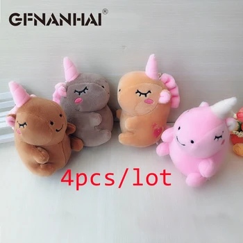 

4pcs/lot 10cm kawaii unicorn plush pendant toys 4 colors animal unicorn bag keychain dolls stuffed soft toys for children girls