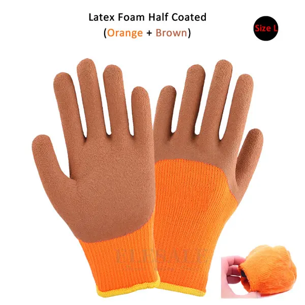 Зимние терморабочие перчатки с латексным резиновым покрытием для защиты от скольжения, садовые, автомобильные, ремонтные, защитные перчатки для рук - Цвет: Orange Brown