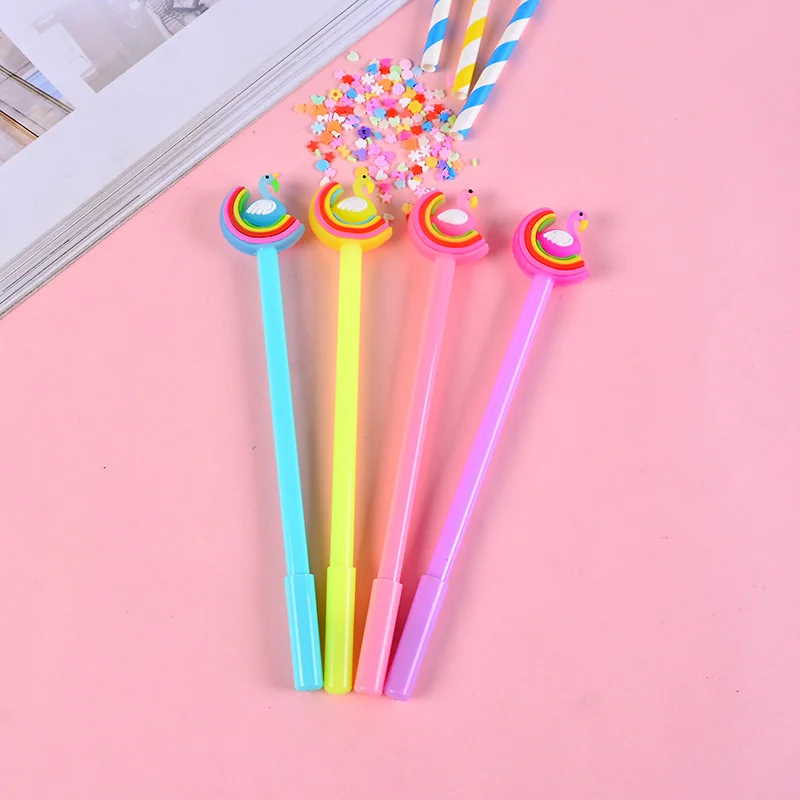 

1PC Cute Flamingo Gel Pens Kawaii Rainbow Gel Pens Novely Neutral Pens For Kids Gifts School Office Supplies Stationery