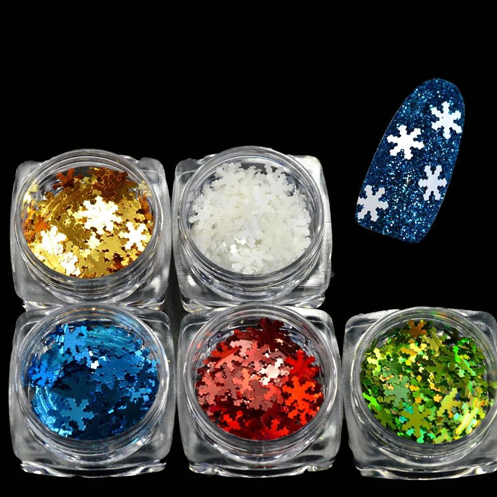 1Pcs 3D Colorful Snowflakes Winter Christmas Style Nail Art Glitter Stickers Powder Nail Gel Tools For Nail DIY Decoration TR396