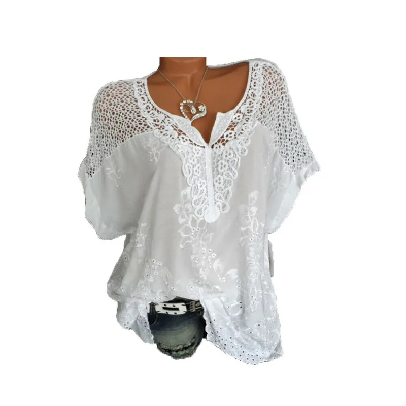 

Women V-Neck Hollow Out T-Shirt New Sexy Short Sleeves Casual Loose Tops Wear Ladies' Fashion Soild Color T-shirts Summer Hot