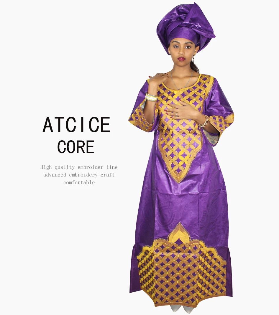 african wear African Dresses For Woman Bazin Riche Embroidery  Long Dress  A196 african dress style