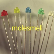 500 шт 1,8 мм красный/желтый/синий/зеленый/белый Ультра яркий рассеянный светодиодный R/Y/B/G/W лампа