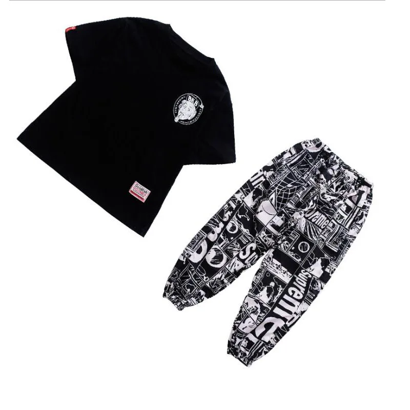 Children Costumes Kid Casual T Shirt Top Sport Jogger Pants Hip Hop Clothing for Girls Boys Dance Costume Ballroom Dancing Streetwear