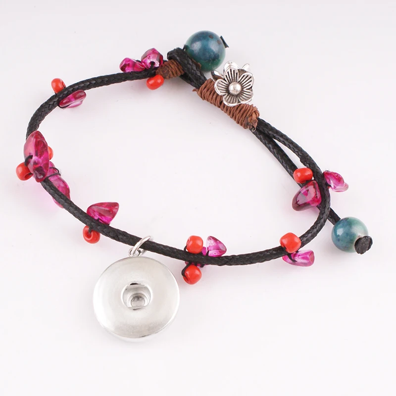 

NEW 12mm 18mm Handmade flower snap button jewelry charm bracelet for Women GIRLS MF7302