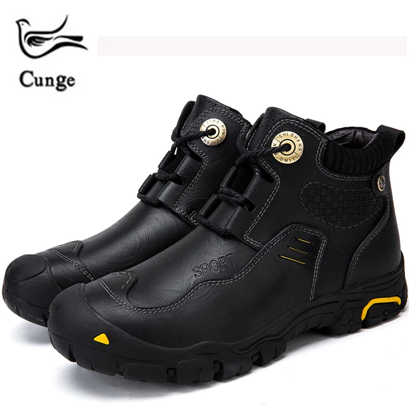 

Men Leather Shoes Hiking Shoes with Genuine Cow Leather Loafer Casual Shoes Footwear Winter Sneakers Outdoors Men Martin Shoes