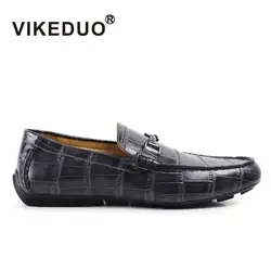 2019 Vikeduo классический черный мужская повседневная обувь ручной работы 100% пояса из натуральной кожи роскошные удобные модельные туфл